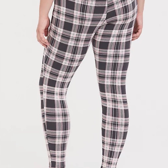 Brand New Torrid Premium Plaid Grey & Pink Leggings Size 3 - Picture 2 of 7